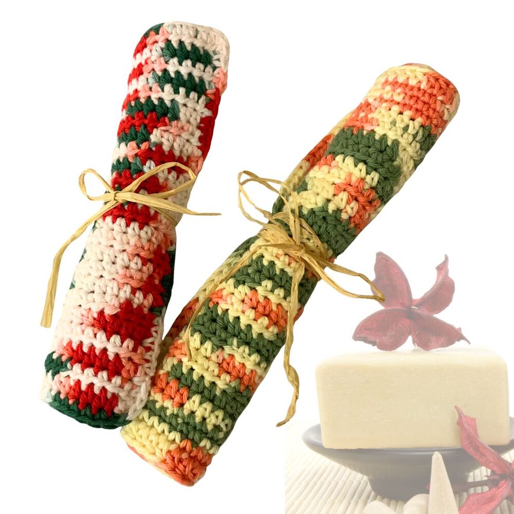 Christmas Stocking Stuffers Handmade Crochet Cotton Washcloth Set